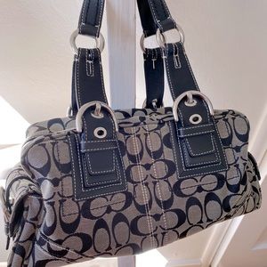 Coach Soho Signature Satchel Black/White